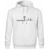 Jesus Saved My Life kríž ekg - Oversized mikina pánska Moon - kratšia + širšia - M ( Biela )