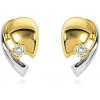 Šperky eshop - Diamantové zlaté 14K náušnice, dvojfarebná kvapka so žiarivým briliantom BT501.33