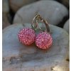 Náušnice ružové guličky brúsené sklo