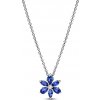 Pandora Strieborný náhrdelník Kvetina s modrými zirkónmi 392387C02-45 (retiazka, prívesok)