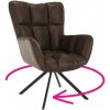 Tempo Kondela Dizajnové otočné kreslo, látka s efektom brúsenej kože, hnedá/čierna, KOMODO