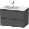 DURAVIT Ketho 2 závesná skrinka pod asymetrické umývadlo (ľavé), 2 zásuvky, 810 x 480 x 549 mm, grafit matný, K25267049490000