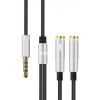 AppleKing redukcia / audio prepájací kábel na slúchadlá a mikrofón jack 3,5 mm na 2× jack 3,5 mm - strieborný - možnosť vrátiť tovar ZADARMO do 30tich dní