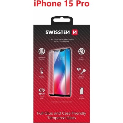 Swissten 3D Full Glue pre Apple iPhone 15 Pro čierne 54501841