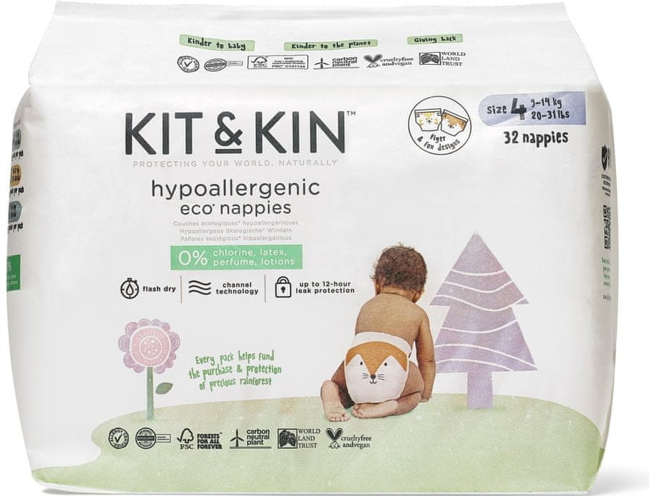 Kit & Kin Eko Naturally Dry Nappies 4 32 ks