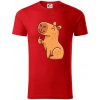 Kapybara s palcom hore - Tričko z organickej bavlny - L ( Červená )