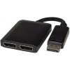PremiumCord adaptér DisplayPort - 2x DisplayPort, MST,rozšíření+zrcadlení+2 obrazy, 4K*2K