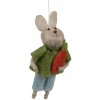 Clayre & Eef Šedý plstený závesný zajačik s mrkvičkou Magiccal - 5*2*11 cm - Clayre & Eef