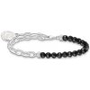 THOMAS SABO náramok na charm Black obsidian beads and disc silver A2128-148-11