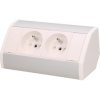Nábytková zásuvka 2x2P + Z biela a strieborná OR-GM-9005 /W-G