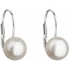 Strieborné visiaci náušnice s bielou riečny perlou 21044.1 biela