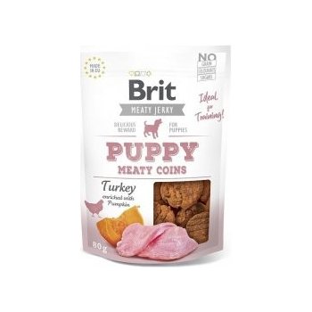 Brit maškrty Jerky Puppy Turkey Meaty Coins 80 g