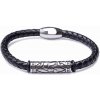 Nefertitis Pánsky čierny kožený náramok zdobený nerez oceľou NF29092 - obvod cca 20 cm
