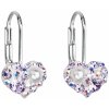 Strieborné visiaci náušnice Swarovski elements srdiečka 31125.9 fialová