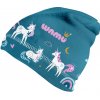 Wamu Fleecová čiapka detská Jednorožce petrolejová Veľ. M