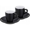 KELA Mattia čierne keramické šálky na espresso s tanierikmi 2 x 50 ml