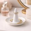 Reutter Porzelan - Porcelánový stojan na prstene so zlatou linkou 8 cm (Stojan na prstene a drobné šperky na toaletný stolík alebo do kúpeľne)