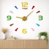 Nalepovacie nástenné hodiny DIY zlaté s farebnými značkami 80–90 cm (Farebné 3D hodiny na stenu bez vŕtania s nastaviteľnou veľkosťou)