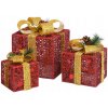 VidaXL Vianočná dekorácia: 3 červené darčeky,