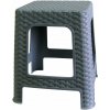 MEGA PLAST Taburet I. záhradný polyratan 36 × 33 × 33 cm, sivý