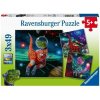 RAVENSBURGER Puzzle Dinosaury vo vesmíre 3x49 dielikov
