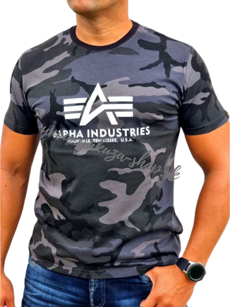 Alpha Industries Basic T-Shirt Camo tričko pánske black camo čierny maskáč tmavý maskáč