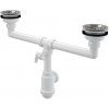 Alcadrain Sifón pre dvojdrez s nerezovými mriežkami O115 a prípojkou, A453P