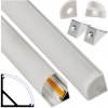 BERGE Hliníkový profil pre LED pásky strieborný rohový uhlový 2m + mliečny kryt