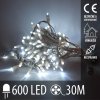 Vianočná LED svetelná reťaz vonkajšia na spájanie - 600LED - 30M Studená Biela