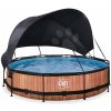 Bazén so strieškou a filtráciou Wood pool Exit Toys kruhový oceľová konštrukcia 360*76 cm hnedý od 6 rokov
