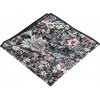 Quentino Černý pánský kapesníček šedo růžovými květy PKSBA05