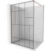Mexen Kioto, sprchová zástena Walk-In 90 x 200 cm, 8mm číre sklo čierny vzor, medený matný profil, 800-090-101-65-78