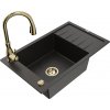 MEXEN/S MEXEN/S - Elias Elias granitový drez 1-miska s odkvapkávačom vrátane batérie Savita, čierna/zlatá metalik 6511-75-672601-50