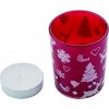 Radovan sklenený svietnik so vzorom stromčeka, červená