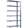Majster Regál Bezskrutkový kovový regál prídavný modul 200x120x30cm T profil, 6 políc, Modrá/Zinok