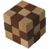 Drevený hlavolam kocka hnedá