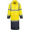PORTWEST HI-VIS CONTRAST H446 / Reflexný plášť do dažďa, dĺžka 122cm - HV žltá/navy M