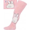 New Baby Bavlnené pančucháče 3D ružové s králičkom