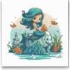 Vymalujsisam.sk Diamantovanie podľa čísiel - Morská víla Veľkosť: 50x50cm, Rám: Na plastovej doske, Diamanty: Okrúhle