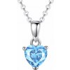 Glory Strieborný nahrdelník s aquamarine srdiečkom CYD801-3