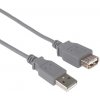 PremiumCord USB 2.0 kabel prodlužovací, A-A, 20cm, šedá