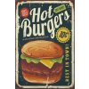 Ceduľa Hot Burgers 30cm x 20cm Plechová tabuľa