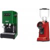 Gaggia New Classic EVO BC, green + Eureka Helios 65, ferrari red