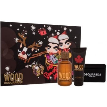 Dsquared2 Wood Men EDT 100 ml + sprchový gél 100 ml + pouzdro na karty darčeková sada