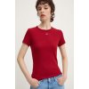 Tommy Jeans basic tričko dámske bavlnené s elastanom DW0DW17383 burgundské S