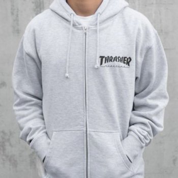 Thrasher Magazine Logo zip Hood grey