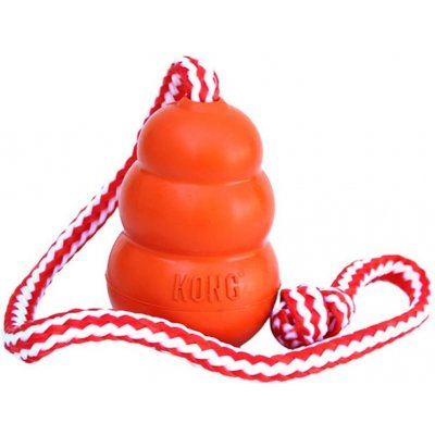 Hračka Kong Dog Aqua Granát s lanom oranžový M, plávajúci, guma prírodná