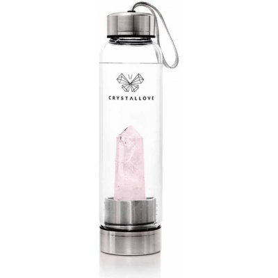 Crystallove Bottle Rose Quartz fľaška na vodu 550 ml