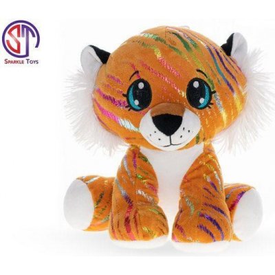 MIKRO - Tiger Star Sparkle plyšový oranžový 24cm sediaci 93960 - Plysová hracka