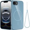 AppleMix Kryt pre Apple iPhone 16e - sub. MagSafe + remienok - lesklý - gumový - modrý